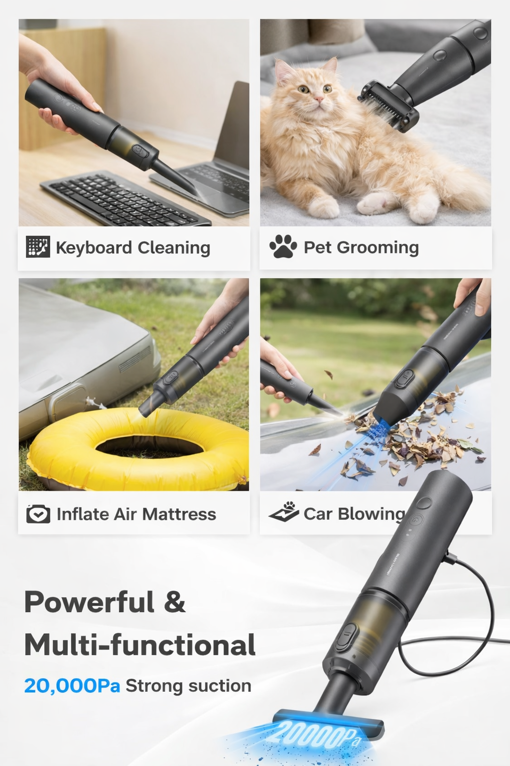 SwiftClean Pro - Portable Wireless Car Vacuum.